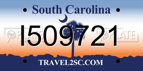 I509721 South Carolina License Plate