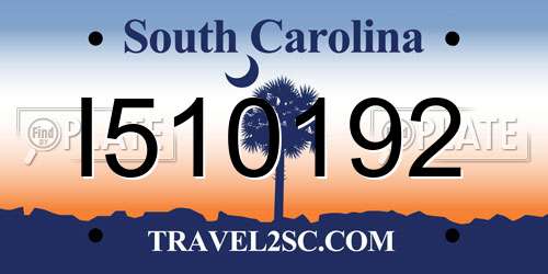 I510192 South Carolina License Plate