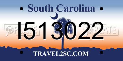 I513022 South Carolina License Plate