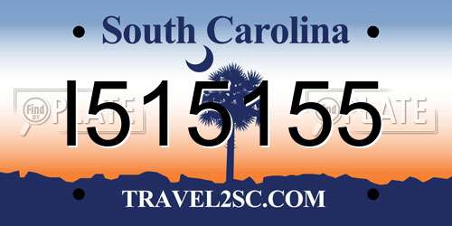 I515155 South Carolina License Plate