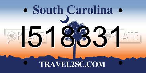 I518331 South Carolina License Plate