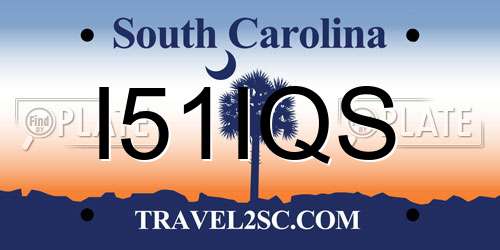 I51IQS South Carolina License Plate