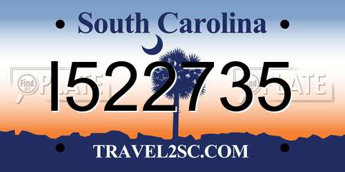 I522735 South Carolina License Plate