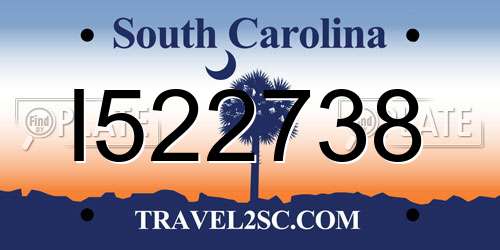 I522738 South Carolina License Plate