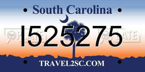 I525275 South Carolina License Plate