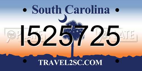 I525725 South Carolina License Plate