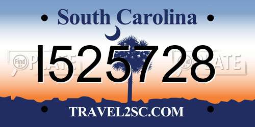 I525728 South Carolina License Plate