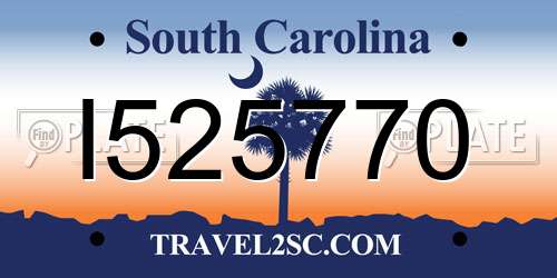 I525770 South Carolina License Plate
