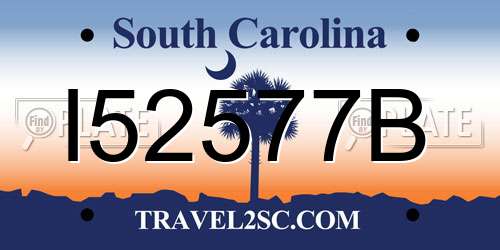 I52577B South Carolina License Plate