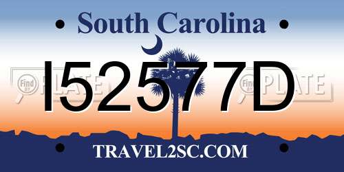 I52577D South Carolina License Plate