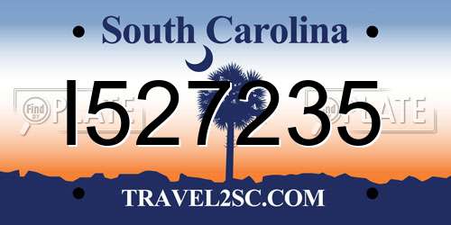 I527235 South Carolina License Plate