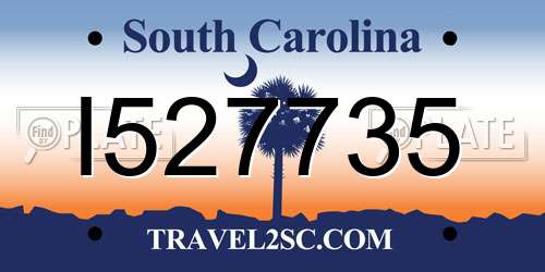 I527735 South Carolina License Plate
