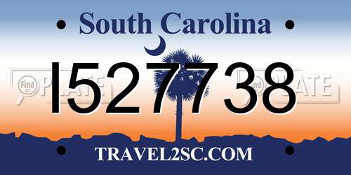 I527738 South Carolina License Plate