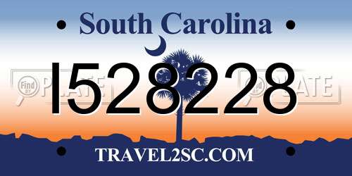 I528228 South Carolina License Plate
