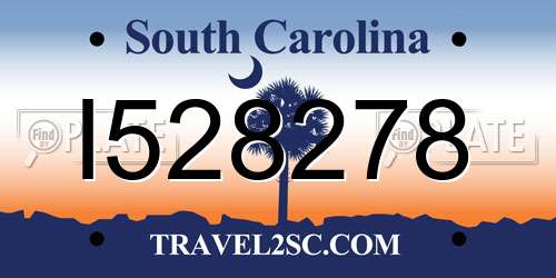 I528278 South Carolina License Plate