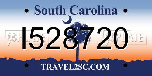 I528720 South Carolina License Plate
