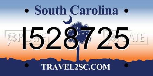 I528725 South Carolina License Plate