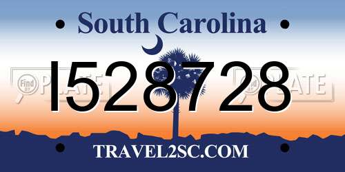 I528728 South Carolina License Plate