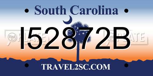 I52872B South Carolina License Plate