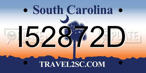 I52872D South Carolina License Plate