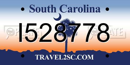 I528778 South Carolina License Plate