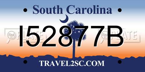 I52877B South Carolina License Plate
