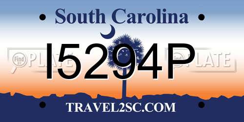 I5294P South Carolina License Plate