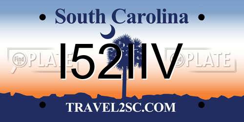 I52IIV South Carolina License Plate