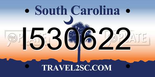 I530622 South Carolina License Plate
