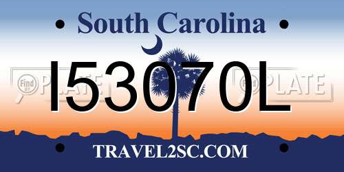 I53070L South Carolina License Plate