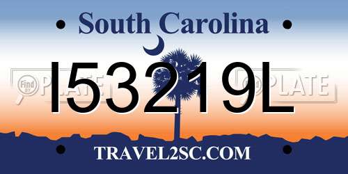 I53219L South Carolina License Plate