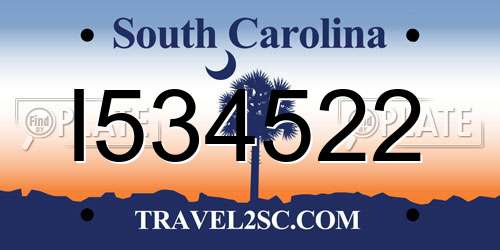I534522 South Carolina License Plate