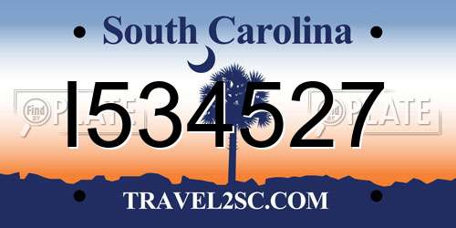 I534527 South Carolina License Plate