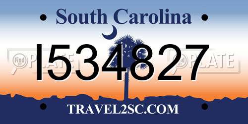 I534827 South Carolina License Plate