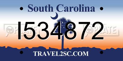 I534872 South Carolina License Plate
