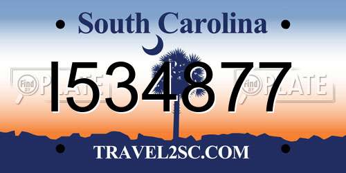I534877 South Carolina License Plate