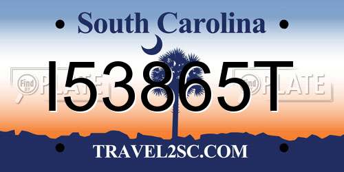 I53865T South Carolina License Plate