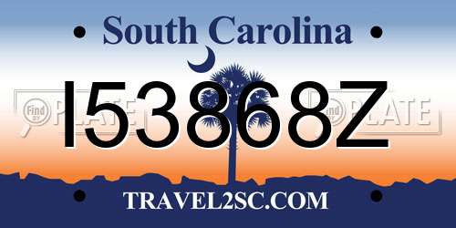 I53868Z South Carolina License Plate