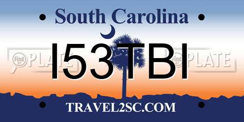 I53TBI South Carolina License Plate