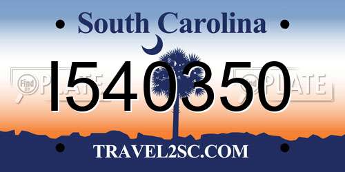 I540350 South Carolina License Plate