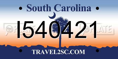 I540421 South Carolina License Plate