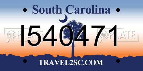 I540471 South Carolina License Plate