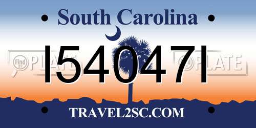 I54047I South Carolina License Plate