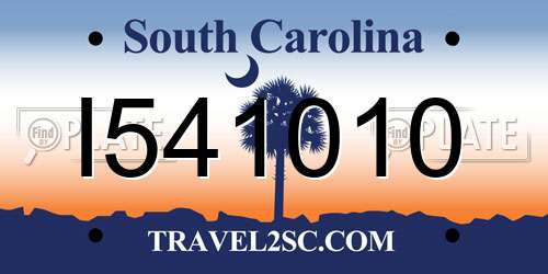 I541010 South Carolina License Plate
