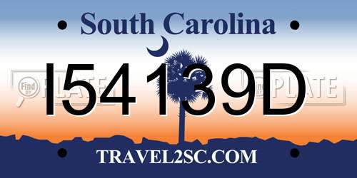 I54139D South Carolina License Plate