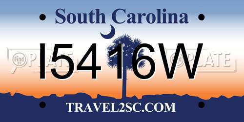 I5416W South Carolina License Plate