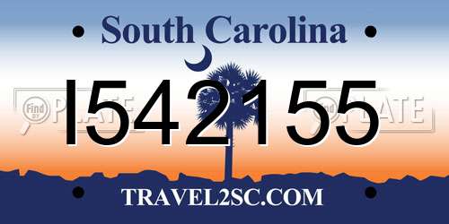 I542155 South Carolina License Plate