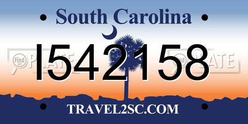 I542158 South Carolina License Plate