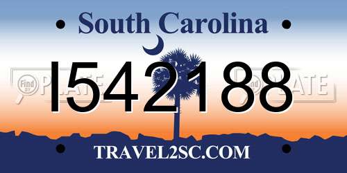 I542188 South Carolina License Plate
