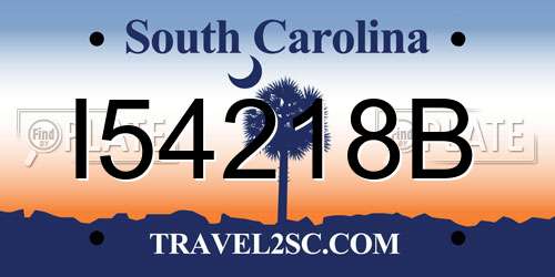 I54218B South Carolina License Plate
